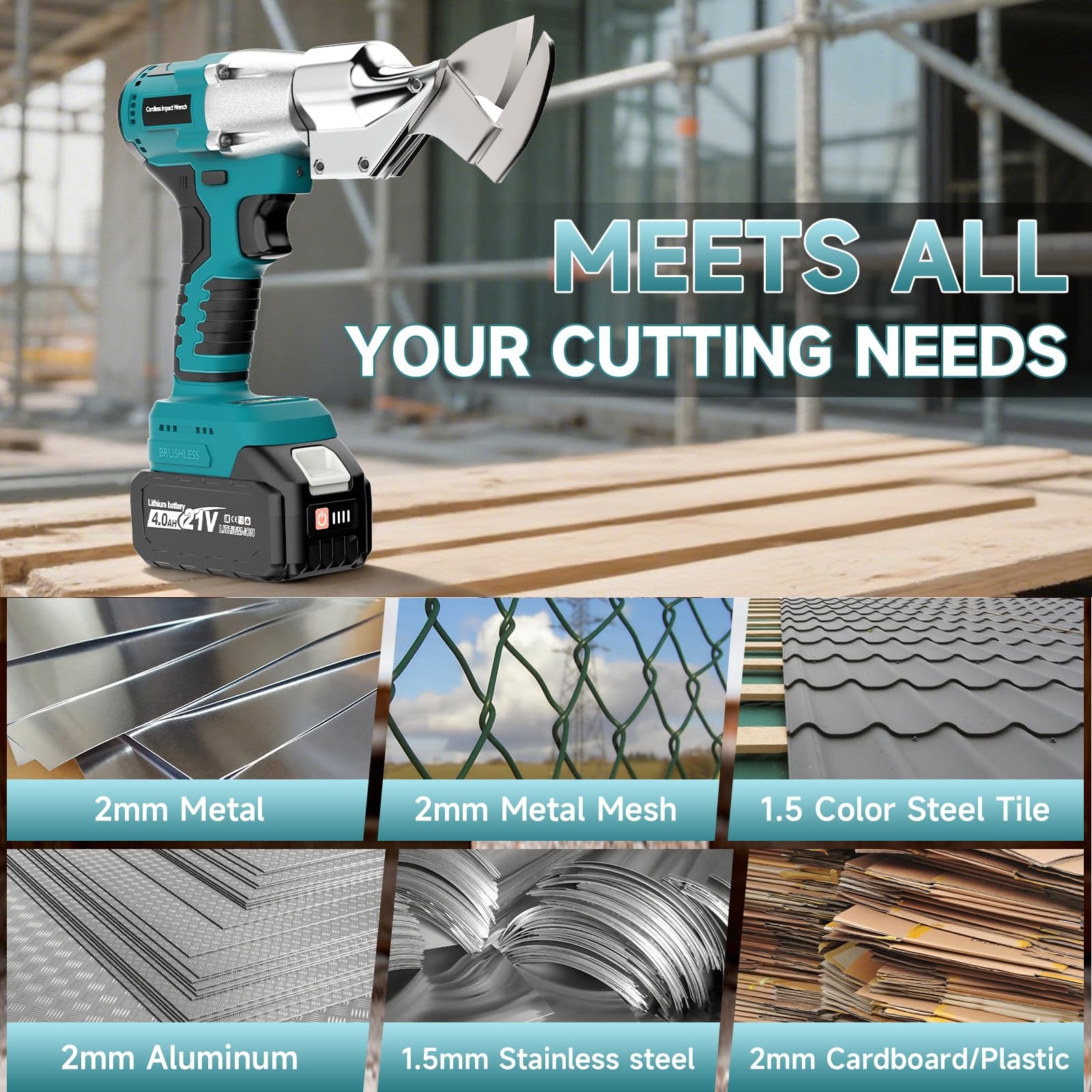 Cordless Sheet Metal Cutter, Metal Cutting Shears with 2×4.0Ah Battery, 360° …