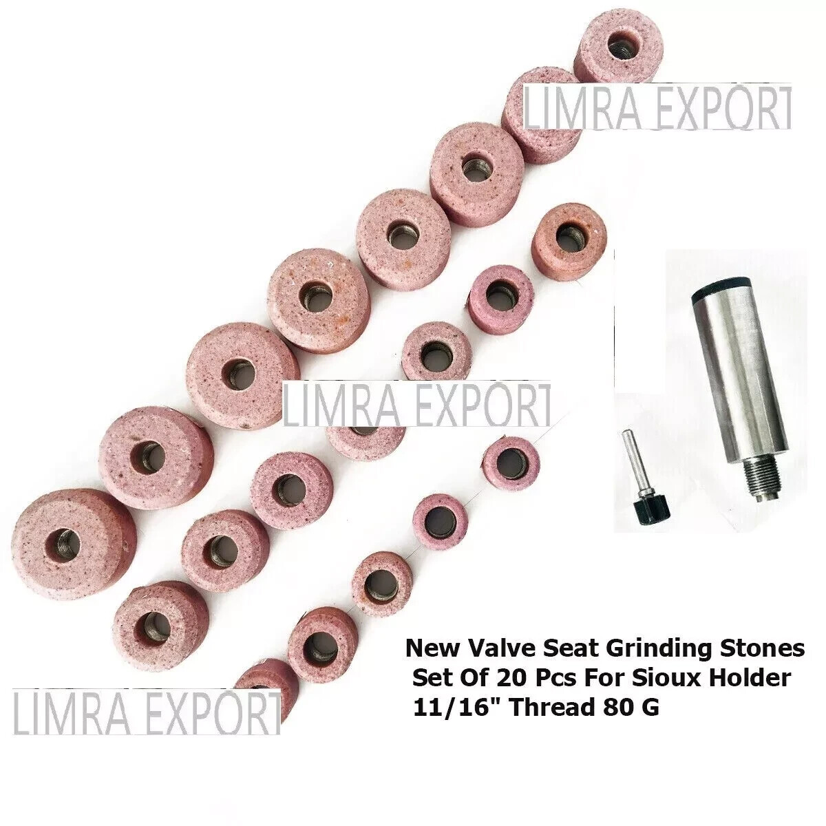 Valve Seat Pink Grinding Wheels Set 20 Pcs Sioux Stone Holder Star Drive 11/16″