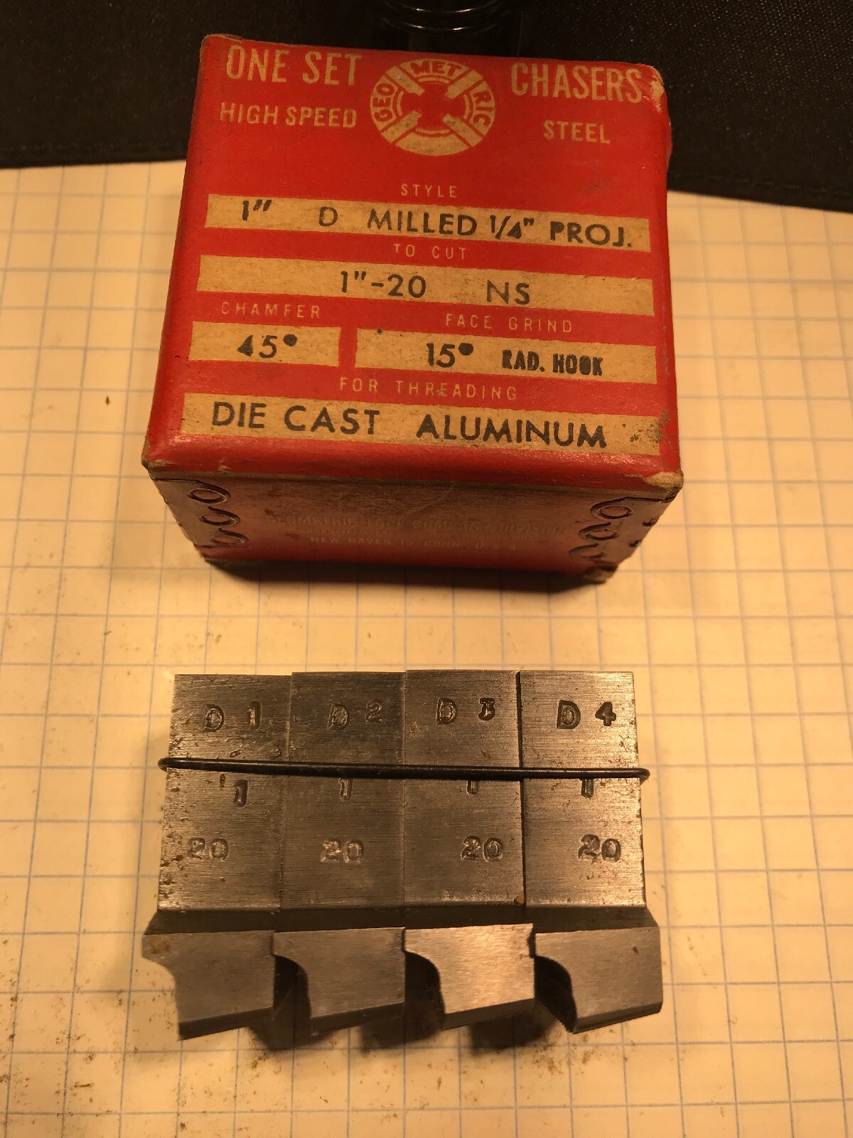 GEOMETRIC 1” D MILLED 1/4” PROJ CHASERS 1”-20 NS 45 CHAMFER 15 D Rad.Hook