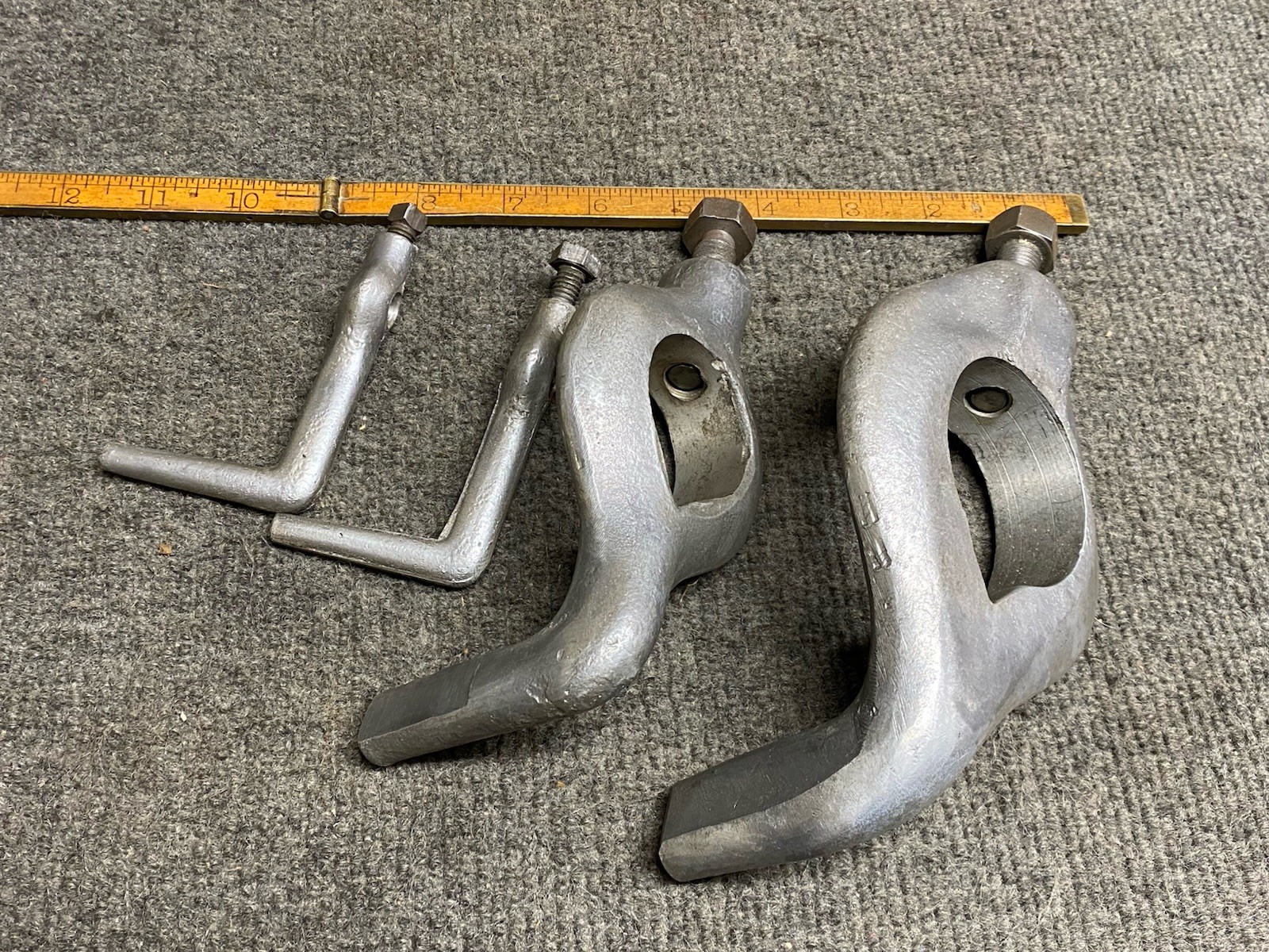 Lot of 4 Vintage Lathe Dogs JH Williams Bent Leg 2”, 1-1/2”, 3/8, 3/8” USA