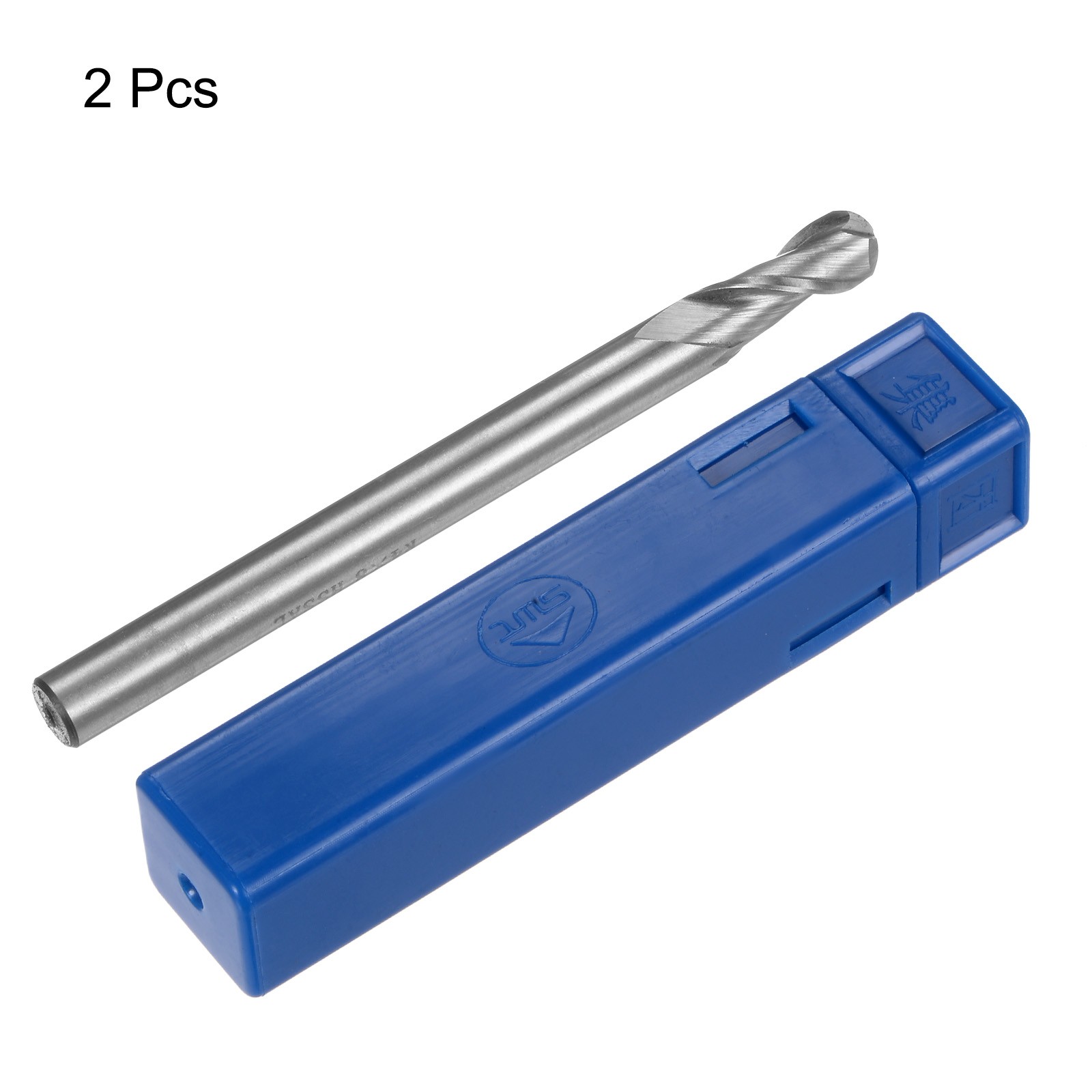 2pcs 8mm Cutting Dia Helical Groove 2 Flutes HSS-AL Ball Nose End Mill Cutter