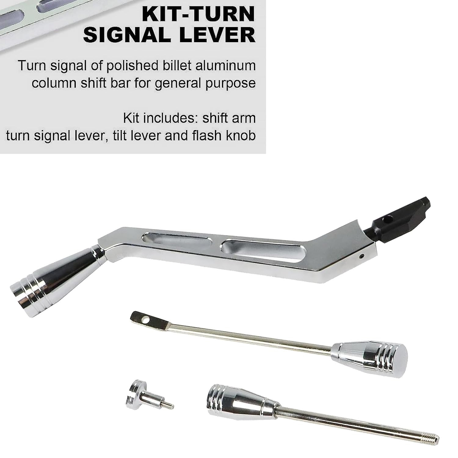 Polished Billet Aluminum Column Shifter Lever,Turn Signal, Lever Hazard Boots &