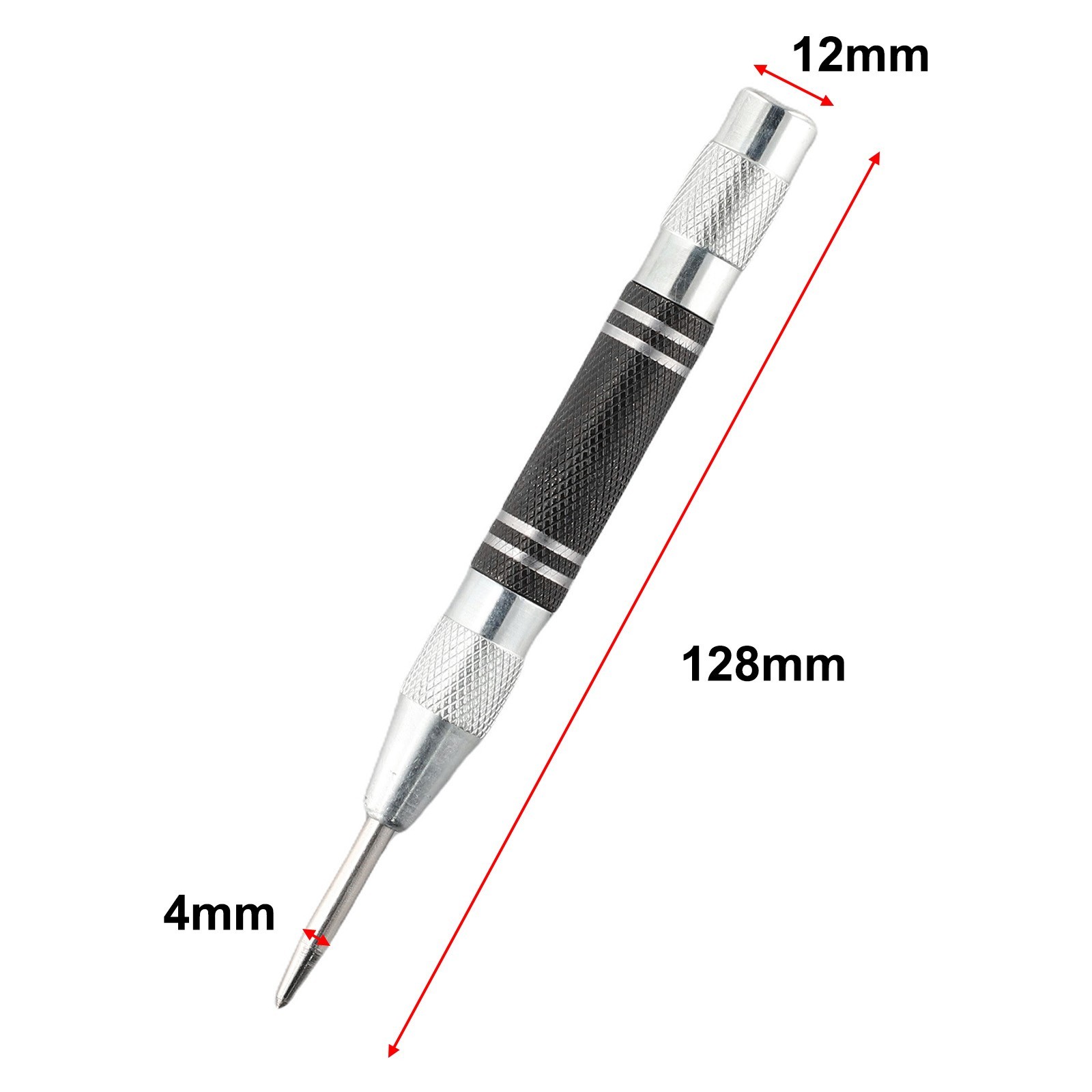 Automatic Center Punch Adjustable Positioning Center Punch Silver Black
