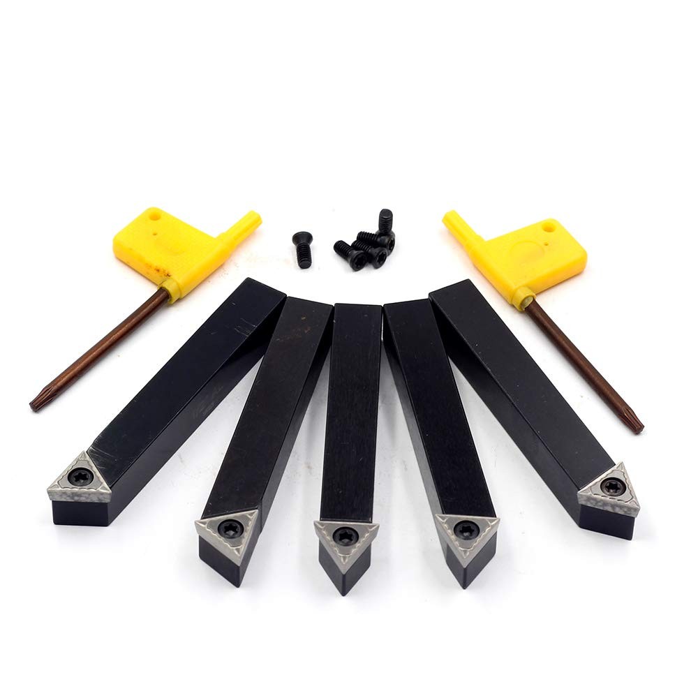 5 PCS 1/2 Inch Mini Lathe Indexable Carbide Turning Tool Holder Set TCMT