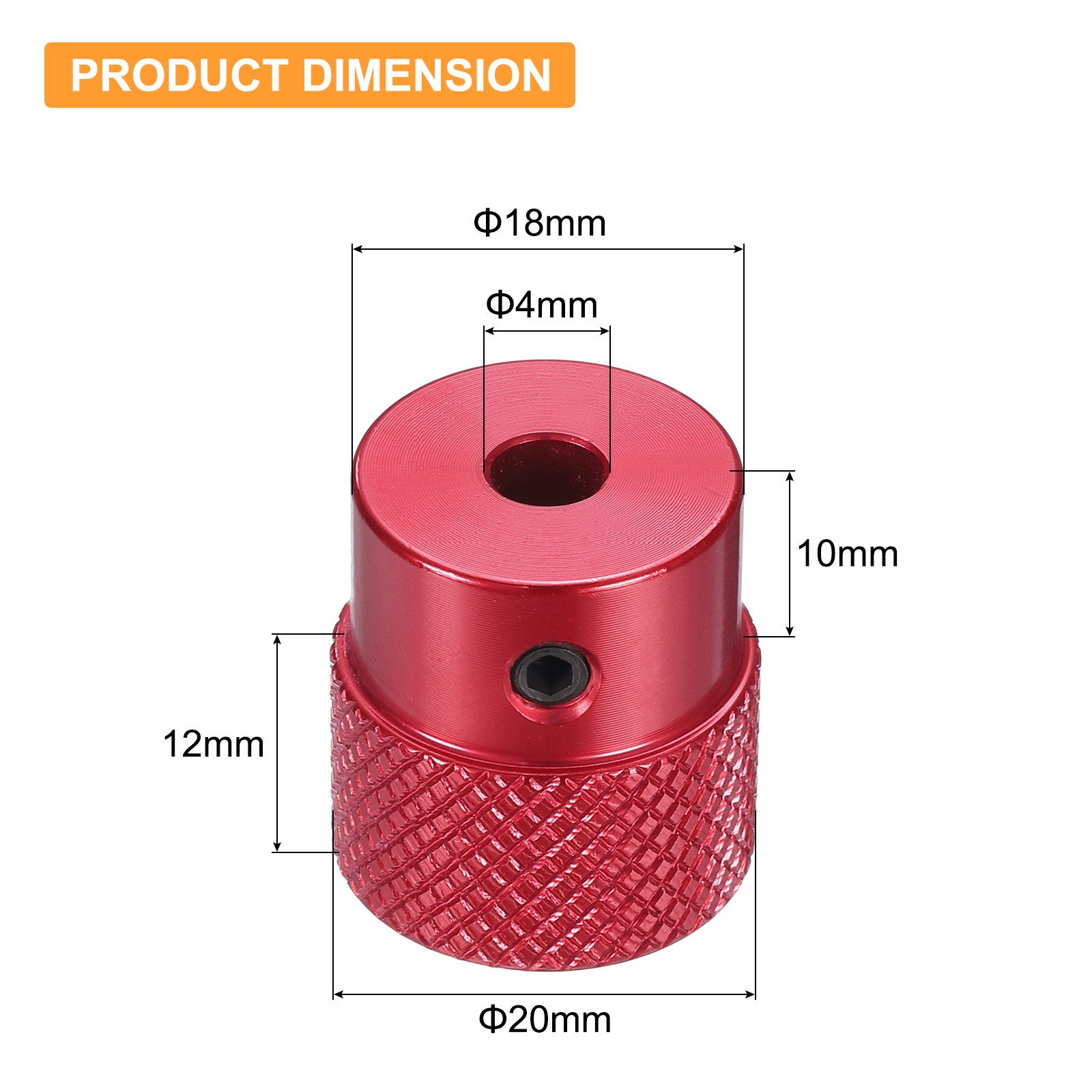 Anodization Aluminum Alloy Handwheel 4mm Bore 20mm OD Knurled Knob, Red