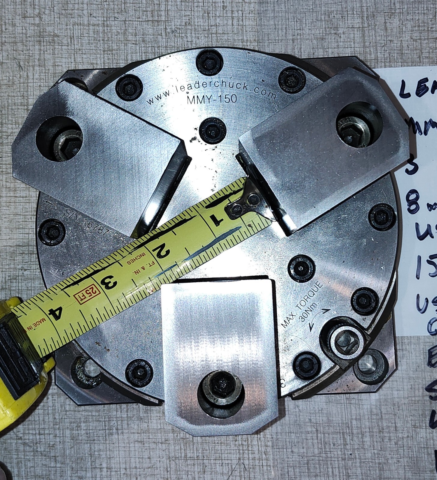Leaderchuck MMY-150 3 Jaw Setup Chuck #1 w/ 8mm Sq. Drive Socket K09X