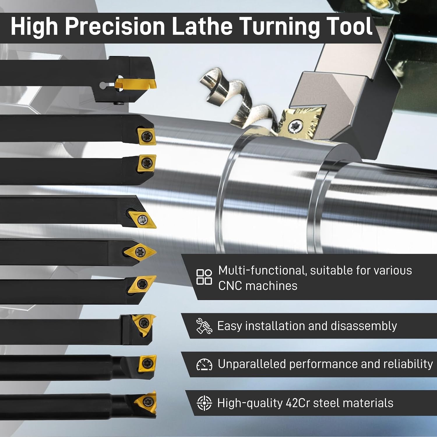 Versatile Lathe Turning Tool Set for Pros & DIYers—Smooth Cuts & User-Friendly