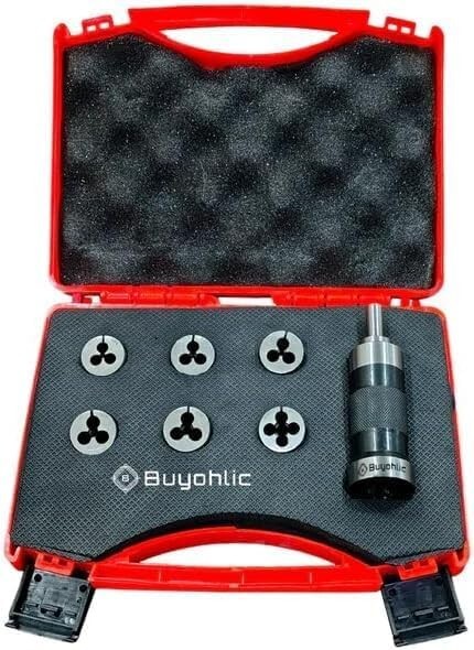 Mini Lathe Die Holder 25mm OD~ 3/8″ Shank with 6xMetric Threading Die -USA STOCK
