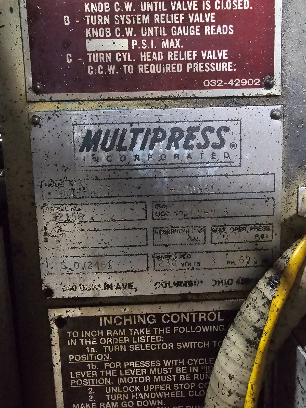 Multipress Incorporated Model I106R – 8 Ton Hydraulic Rotary Multipress, 230V