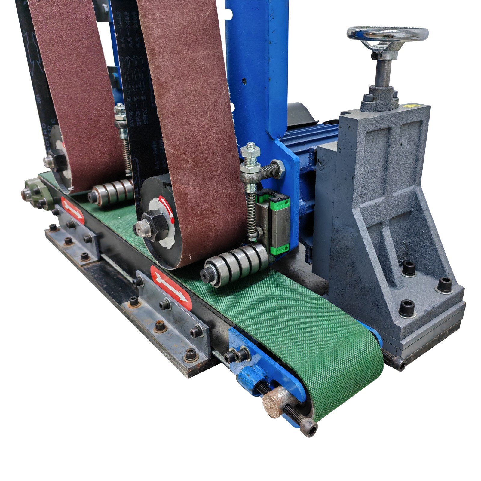Two stations Surface Belt Sander Polishing Rust Drawing Deburring Machine 220V