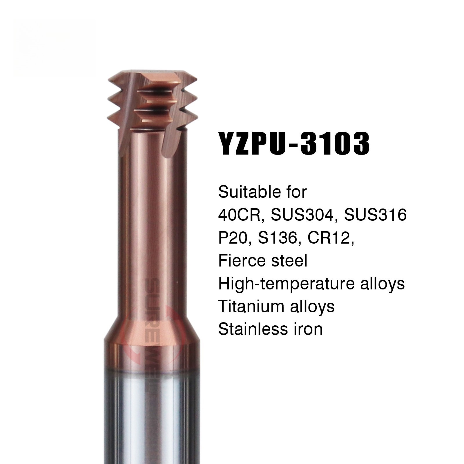 HRC68 Balzers Coated Carbide end mill UNC UNF Three Teeth Thread Milling Cutter