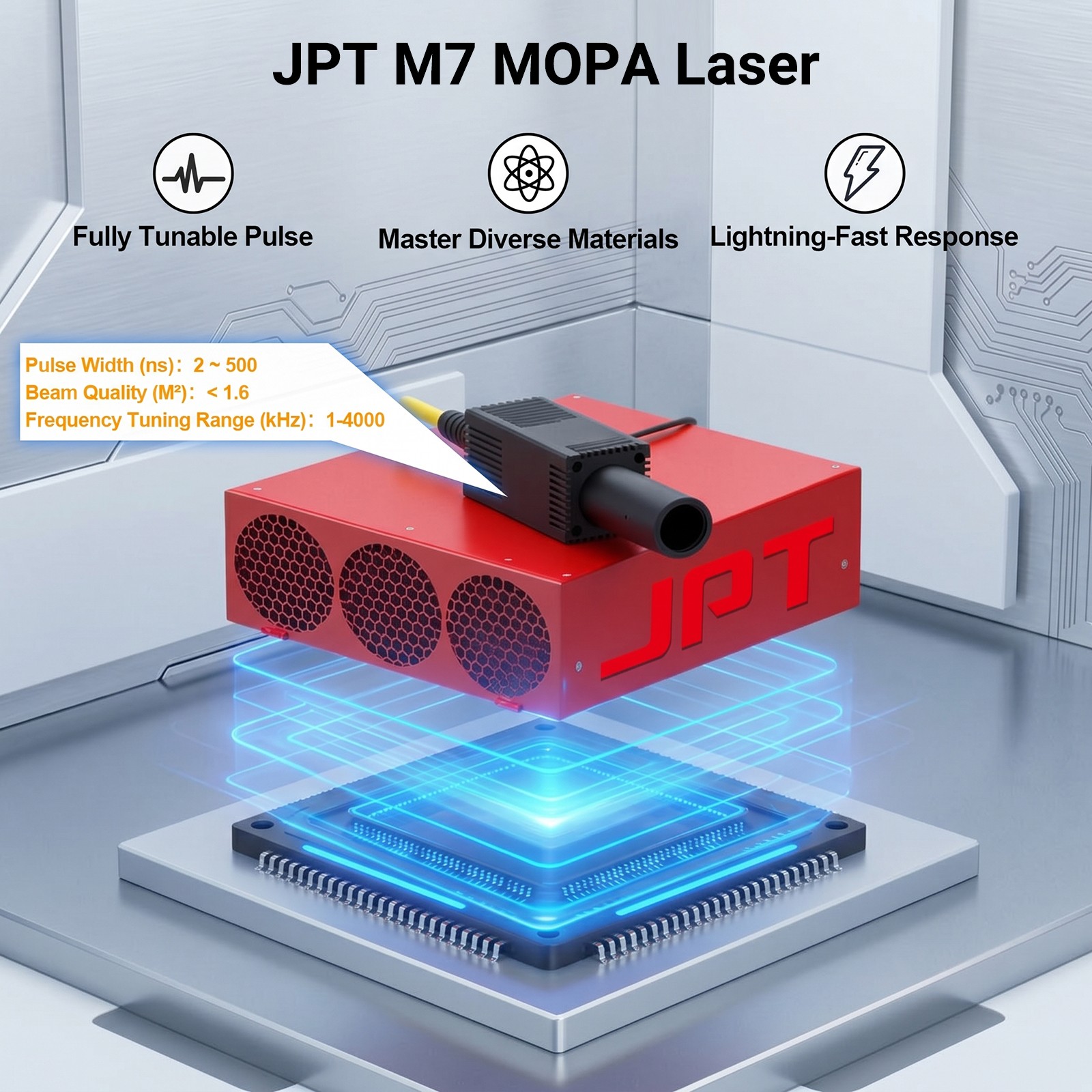 60W Portable JPT Mopa M7 Auto Focus Fiber Laser Marking Engraving Machine Marker