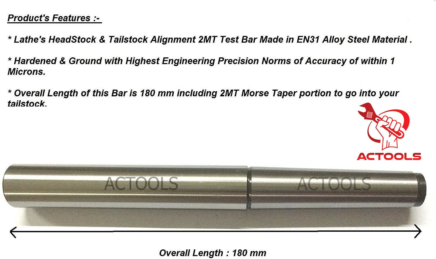 Lathe Alignment Test Bar Shank Size 1MT, 2MT, 3MT, 4MT, 5MT, 6MT USA Shipping