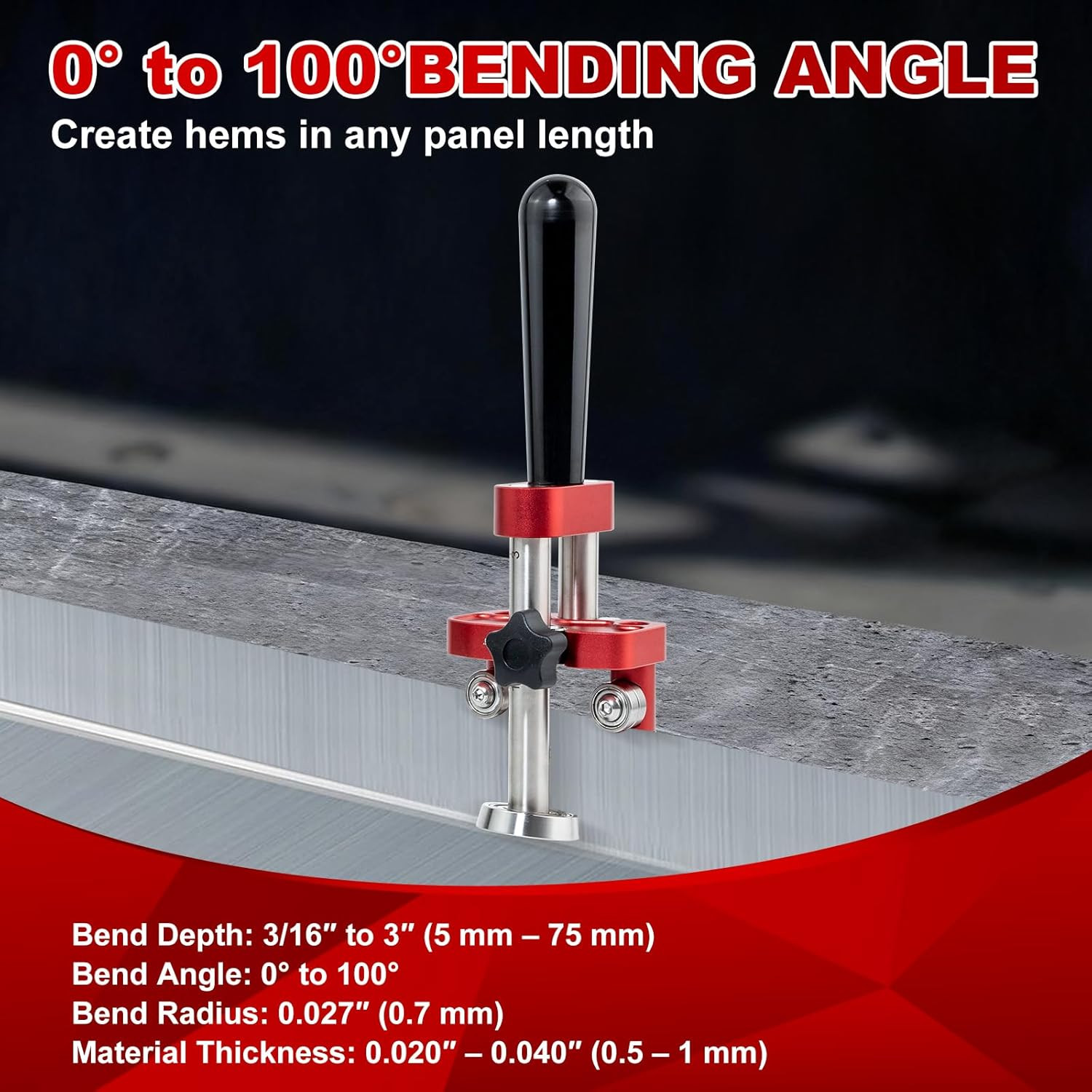 FS1N75 Sheet Metal Bender, Sheet Metal Roller 0-100° Bending Range, 5Mm-75Mm Ben