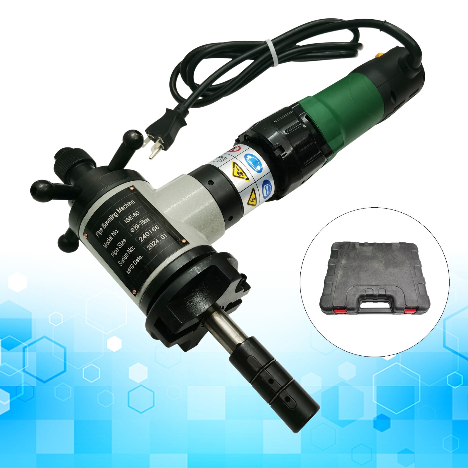 ISE-80 220V 1200W Electric 1.1-3.0″ Pipe Beveling Machine 0°/30°/37.5° 55RPM