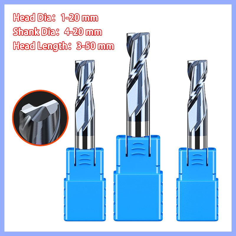 Solid Carbide End Mill 2 Flute HRC45 TiAlN Coated Milling Cutter – 1mm to 20mm