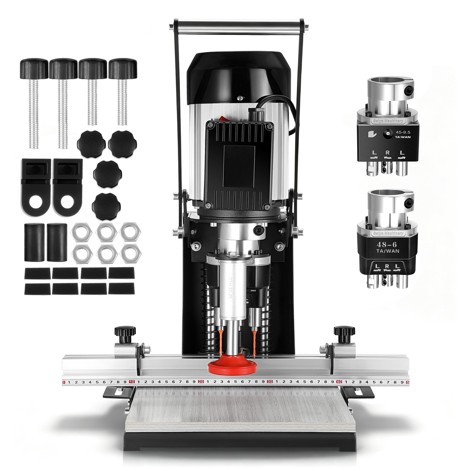 1100W Manual Hinge Drilling Machine Woodworking Boring Includes Two Drill Bits