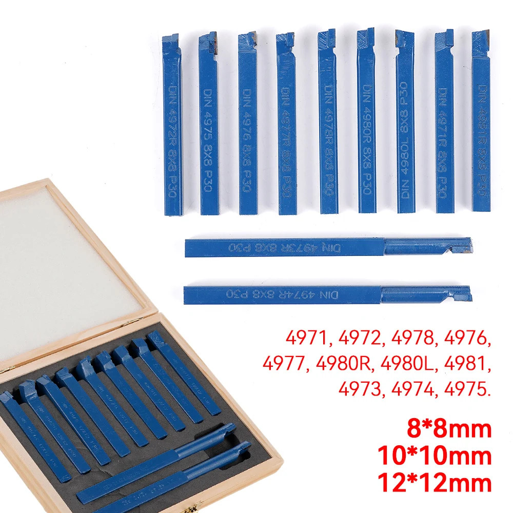 11Pcs P30 Carbide Lathe Tool Set 8/10/12mm Turning Boring Thread Bits Metal Cut