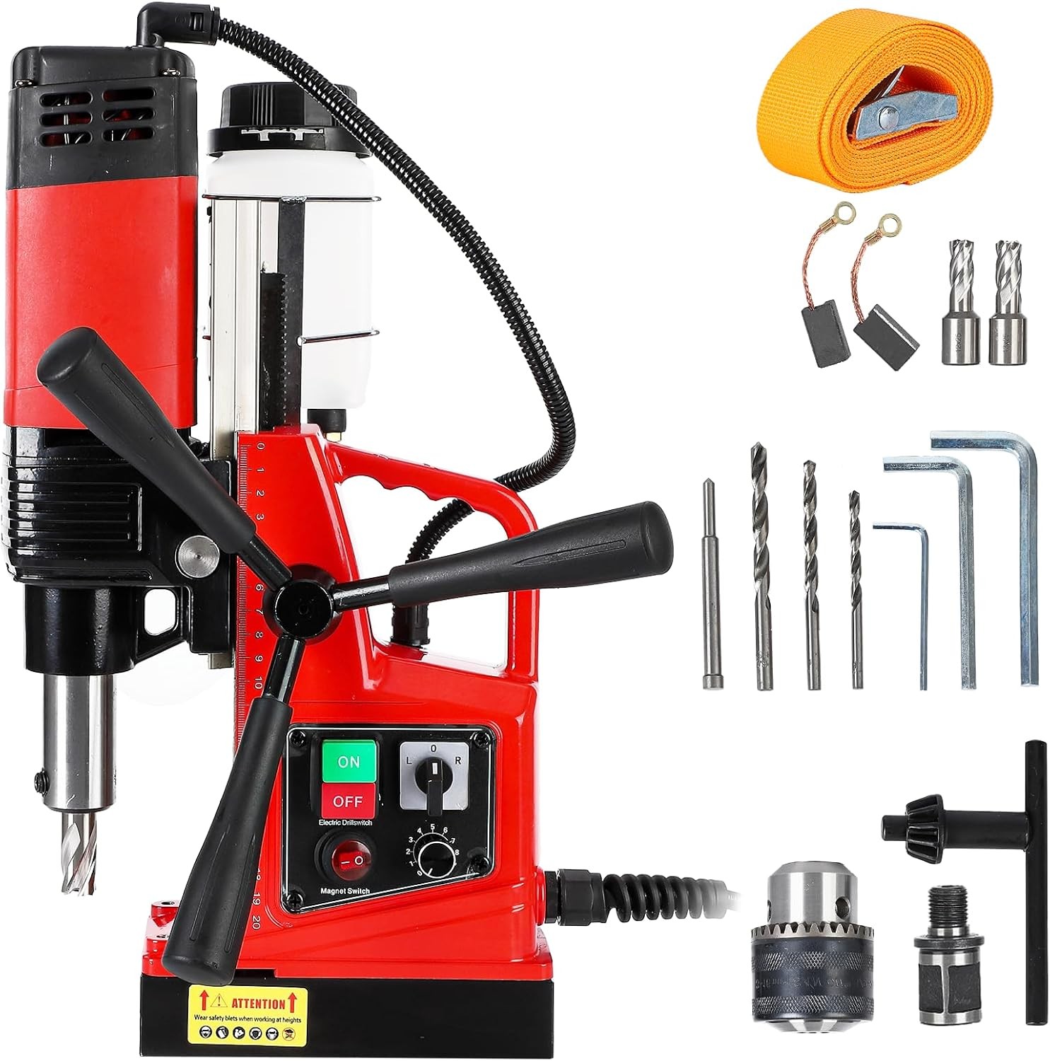 1300W Magnetic Drill Press 1.57″ Boring Diameter,700 RPM 10-Speed,2 Drill Bits