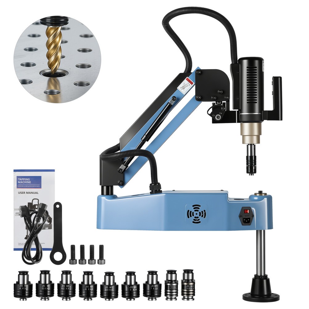 M3-M16 Universal Electric Tapping Machine 360° Flexible Arm 375rpm w/ 9 Collets