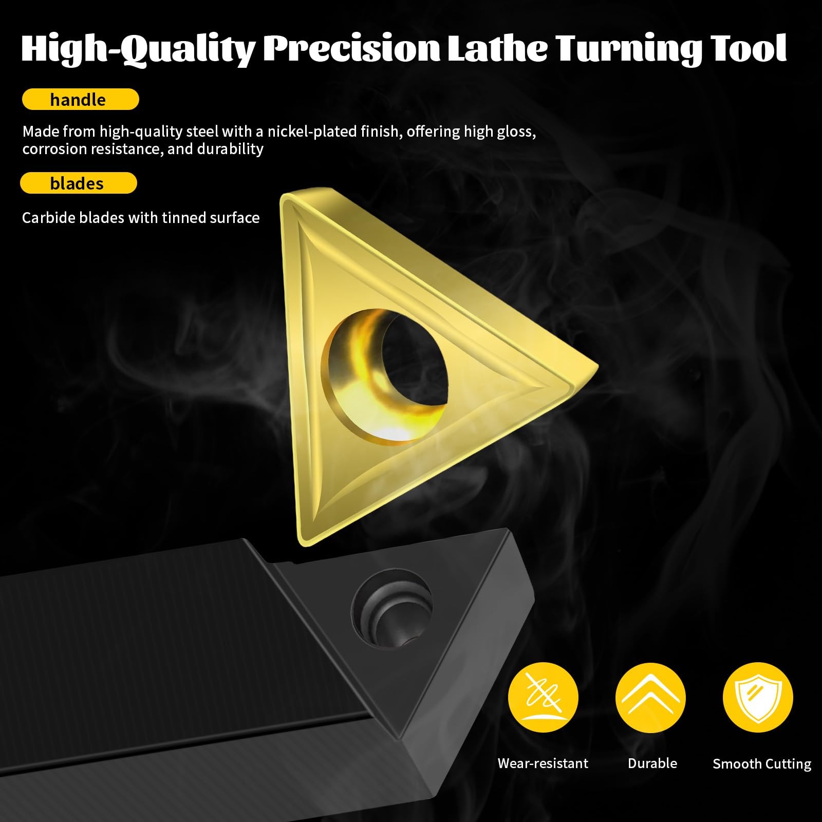 Metal Lathe Cutting Tools,5pcs 3/8” Shank Carbide Metal Cutting Tool Bits Kit,I