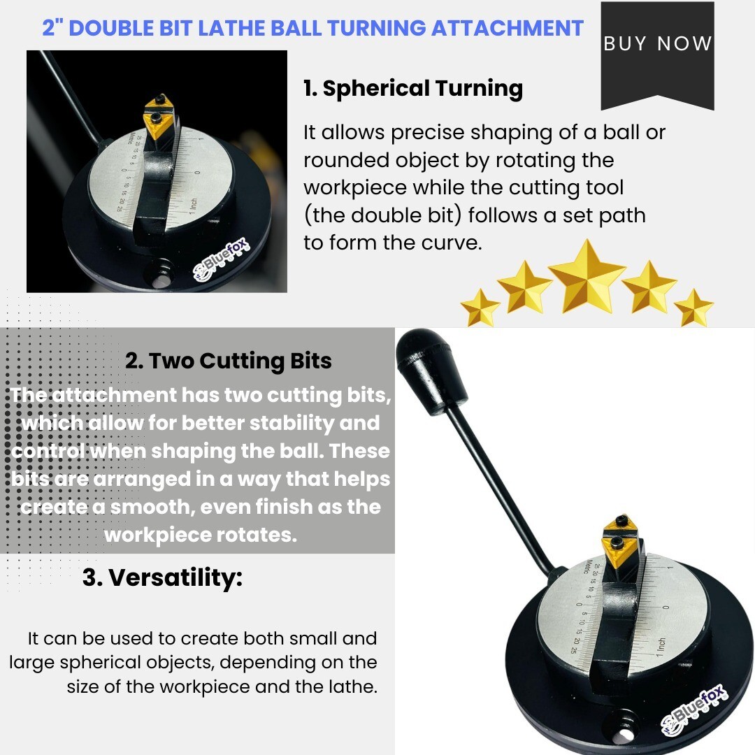 2″ Double Bit Ball Turning Attachment For Lathe Round Convex Radius ball