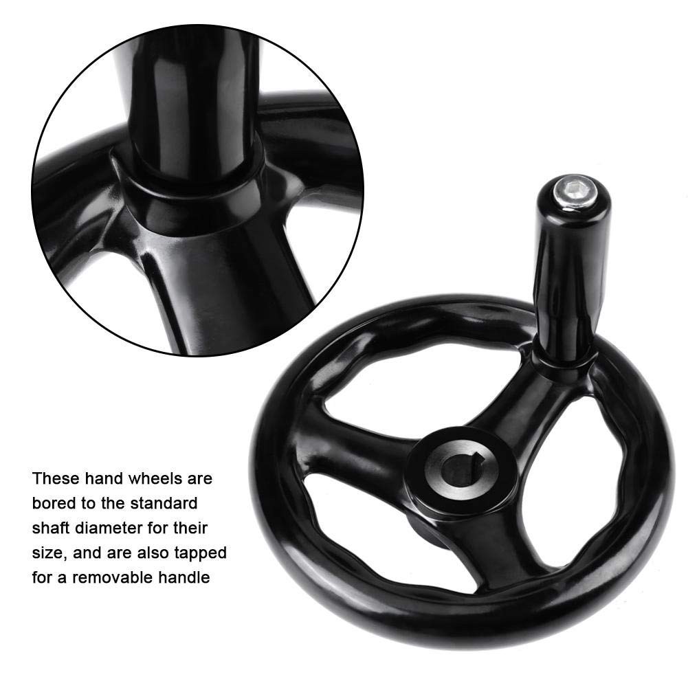 3 Spoke Hand Wheel 125mm/4.92inch Diameter Black Round Wheel Thread Hole 12mm…