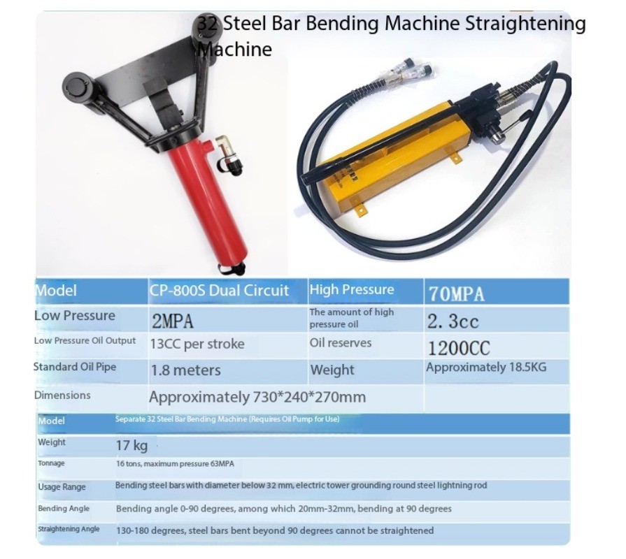 Manual Hand-Held Rebar Bending and Straightening Machine Hydraulic Portable