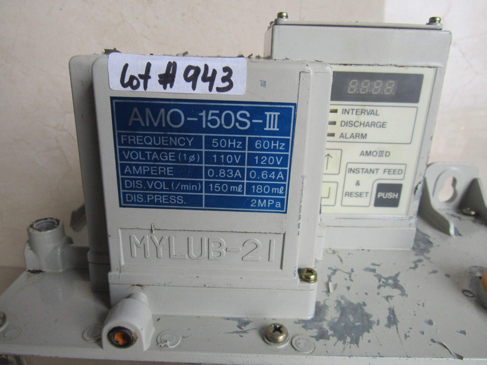 Lube Corp. MYLUB-21 Model: AMO-150S-III AC-110V / 120V Lot # 943 Listed by Greg