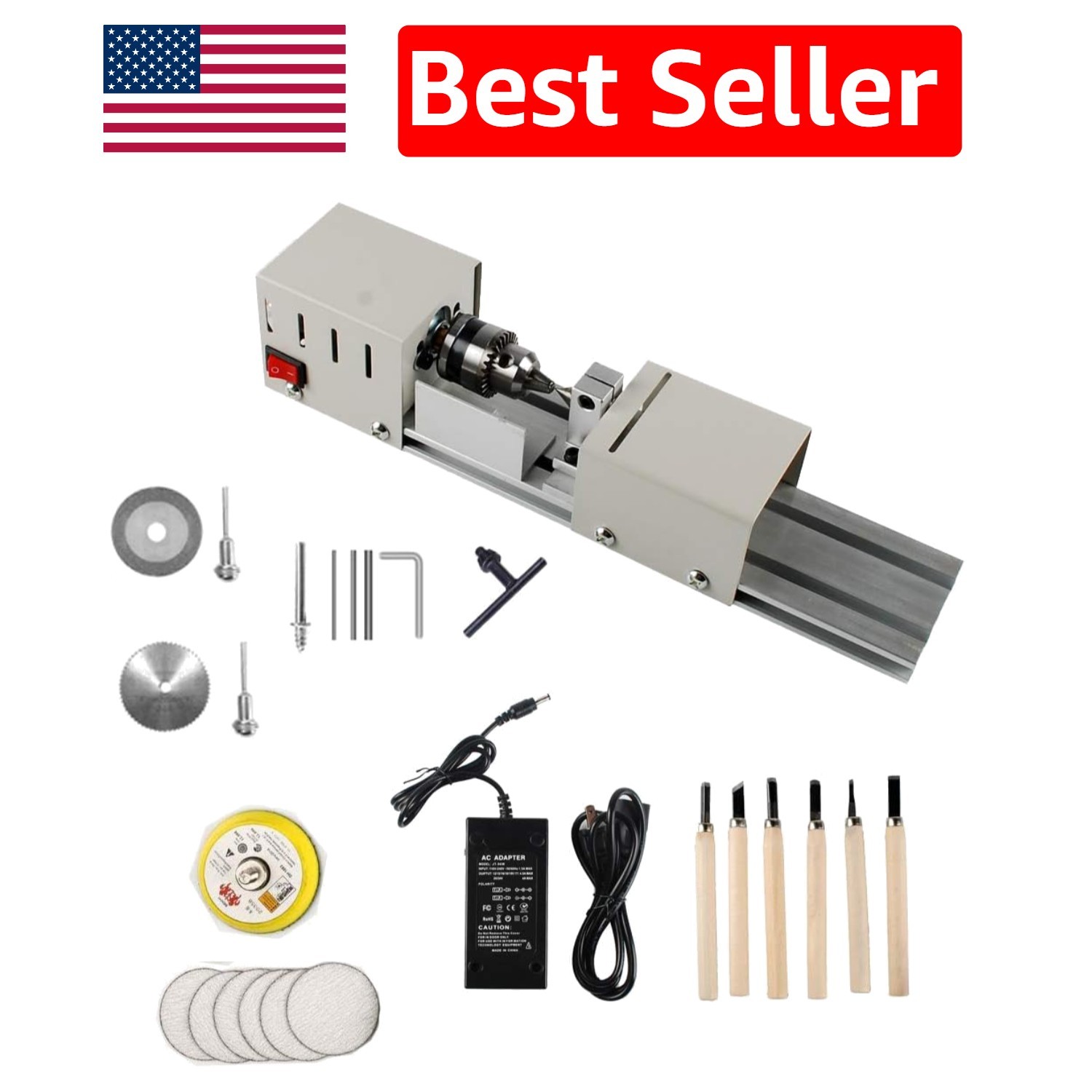 Versatile Mini Lathe Machine with 0.6-6mm Chuck – Perfect for Woodworking
