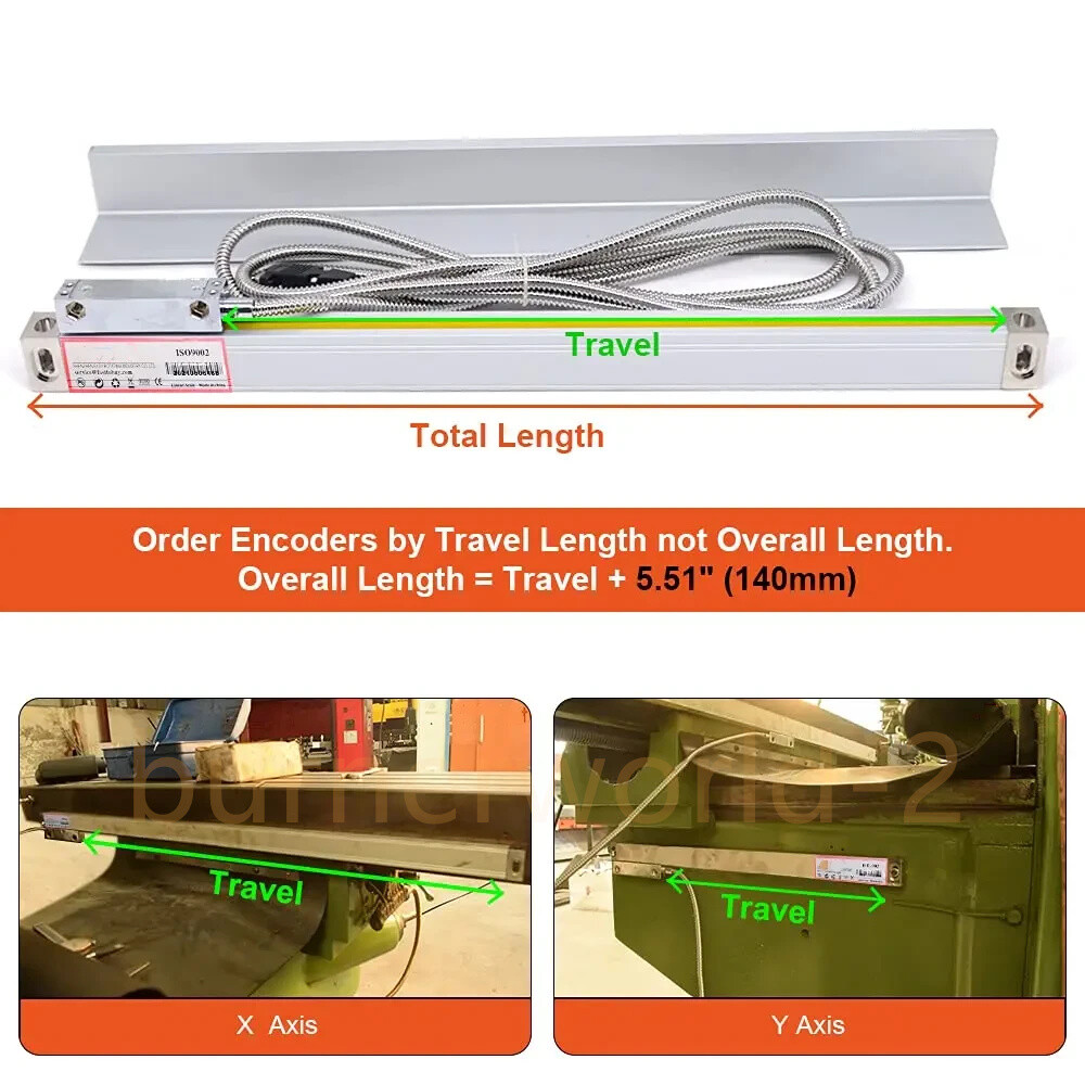 2 Axis 12″ & 36″ Digital Display TTL Linear Scale Glass Scale DRO Display Lathe