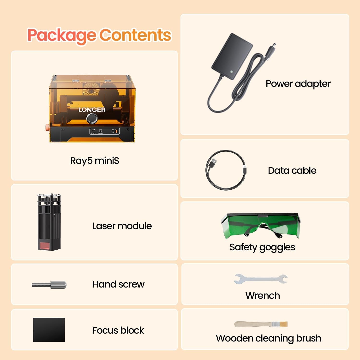 Longer Ray5 miniS 2.5W Laser Engraver 12000mm/min 140x130mm/5.5″×5.1″ Work Area