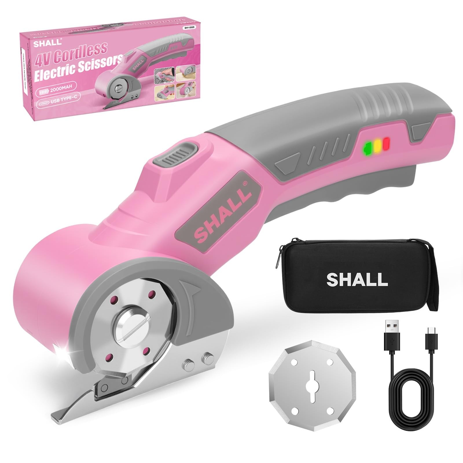 SHALL 4V Cordless Electric Scissors, Rechargeable Cardboard Cutter, Rotary El…