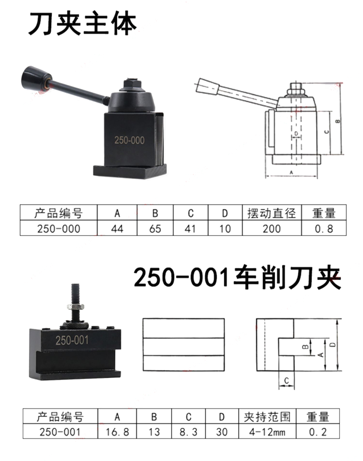 250-000 Quick Change Tools Kit steel Tool Post Holder Tool Holder for Lathe Tool
