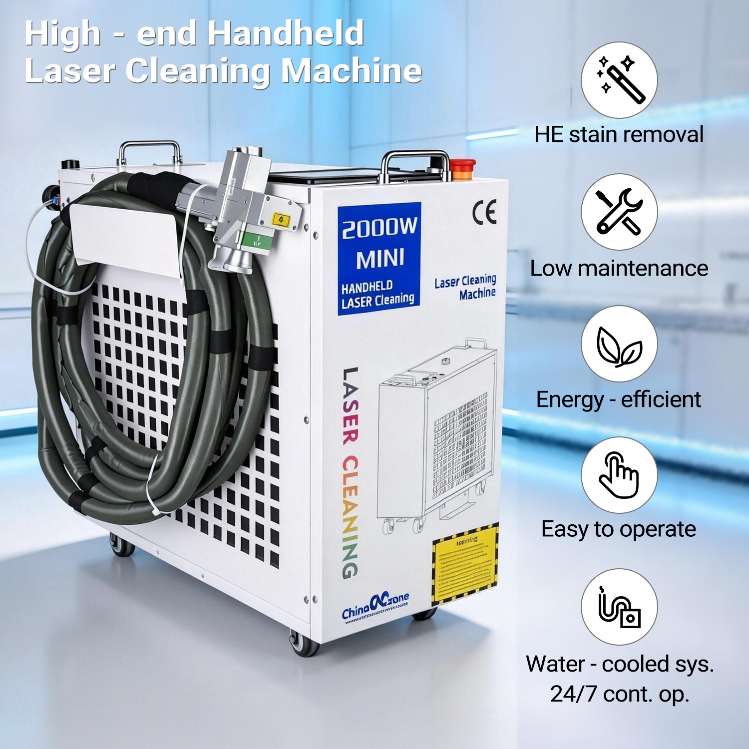 2000W Laser Cleaning Machine Rust Removal Laser Remove Oil Paint Double Pendulum