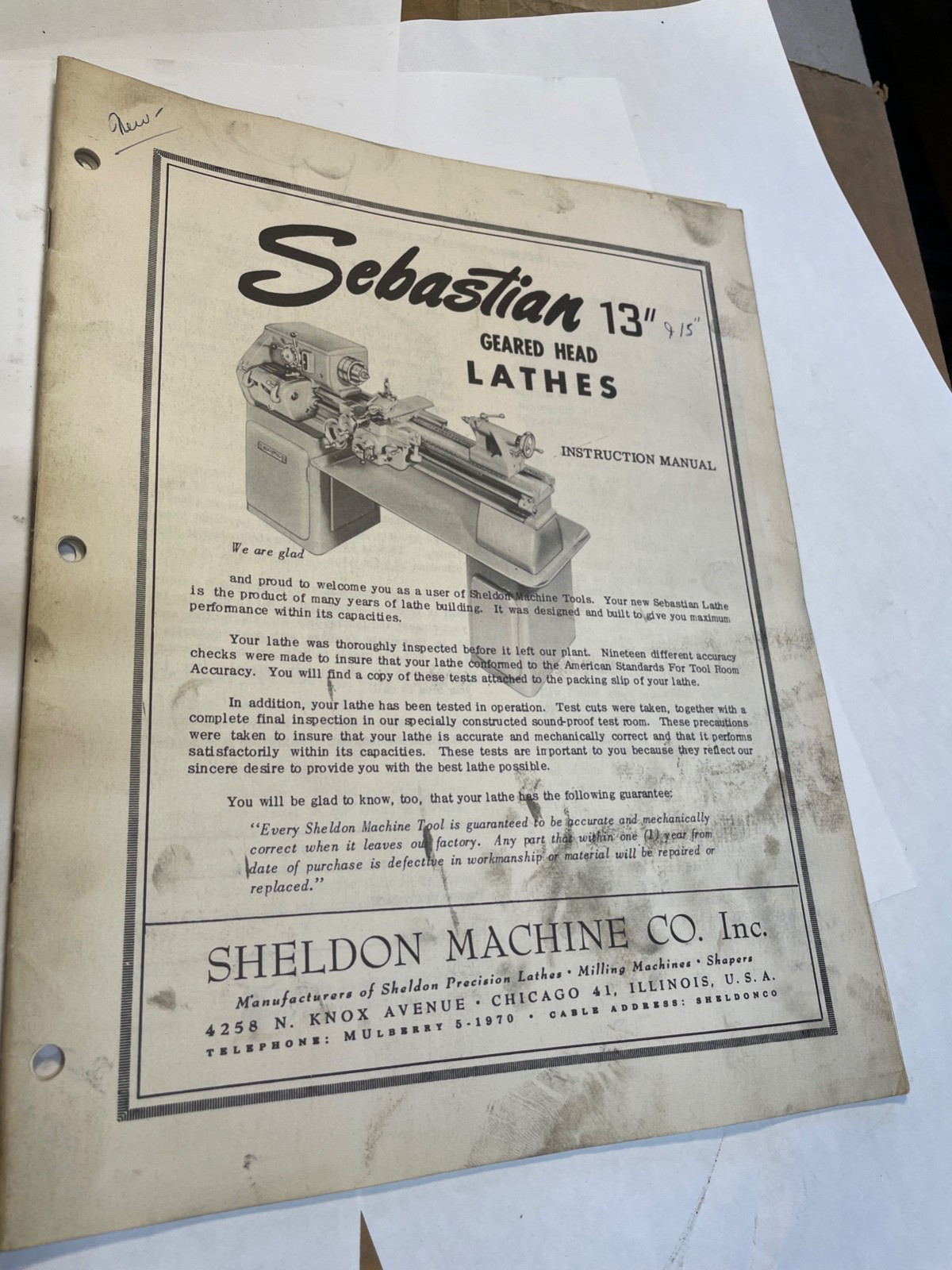Sebastian 13″ & 15″ Geared Head Lathes Instruction Manual