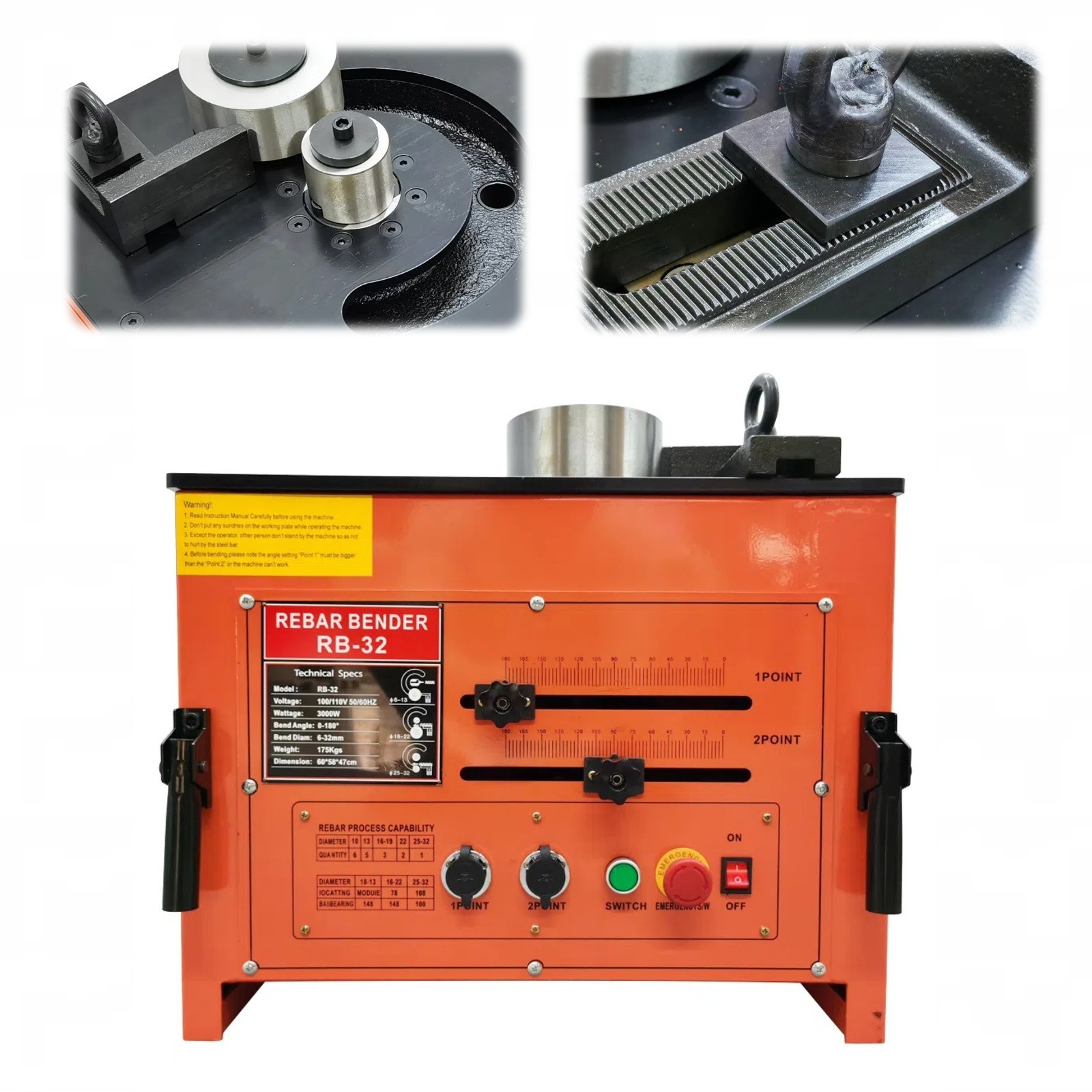 Tabletop Rebar Bender Machine 110V Bending Angle 0-180° For 1-1/4″ Steel Bar
