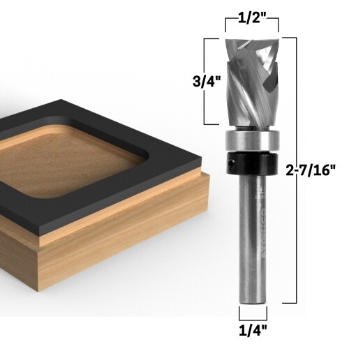 Top Bearing Compression Flush Trim Router Bit – 1/4″ Shank – Yonico 33203q