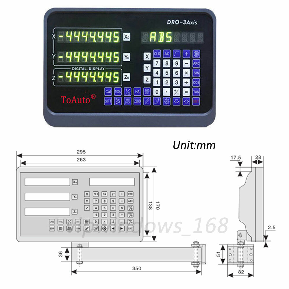 150mm+200mm+300mm Linear Scales 3 Axis DRO Digital Readout Kit for Mill Lathe US