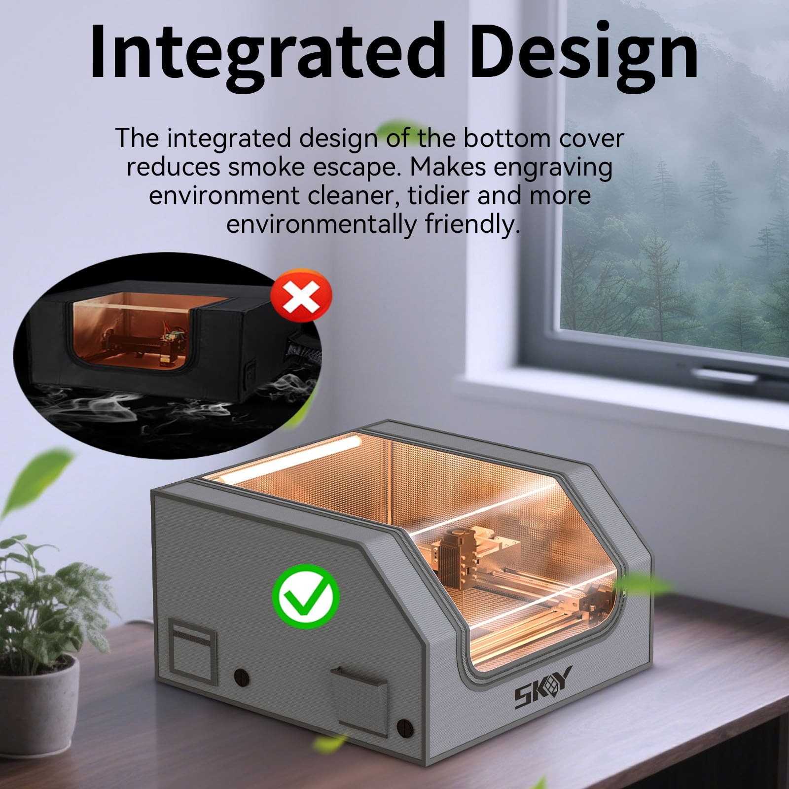 2025 Upgrade Laser Engraver Integrated Enclosure Engraver-Grey, Black
