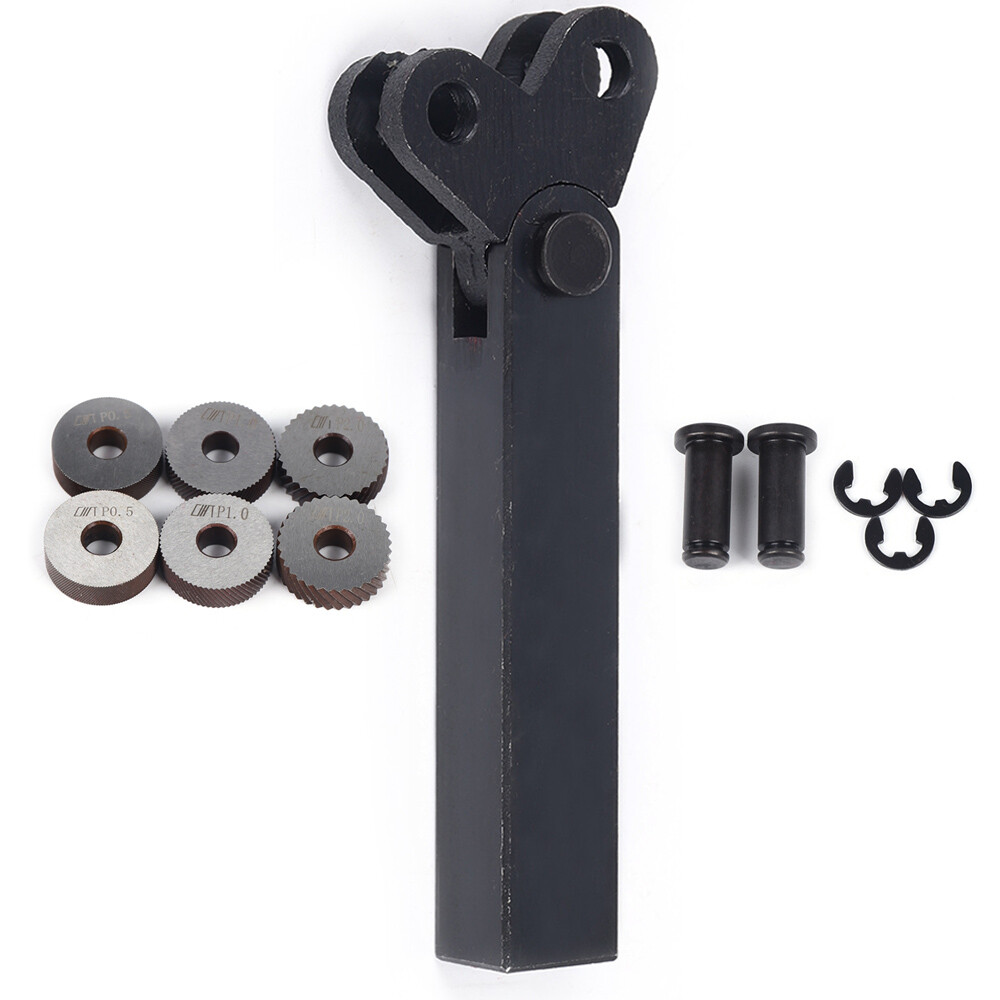 Dual Wheel knurling tool holder Steel Diagonal Knurl Kit For Metal Lathe 6Wheels