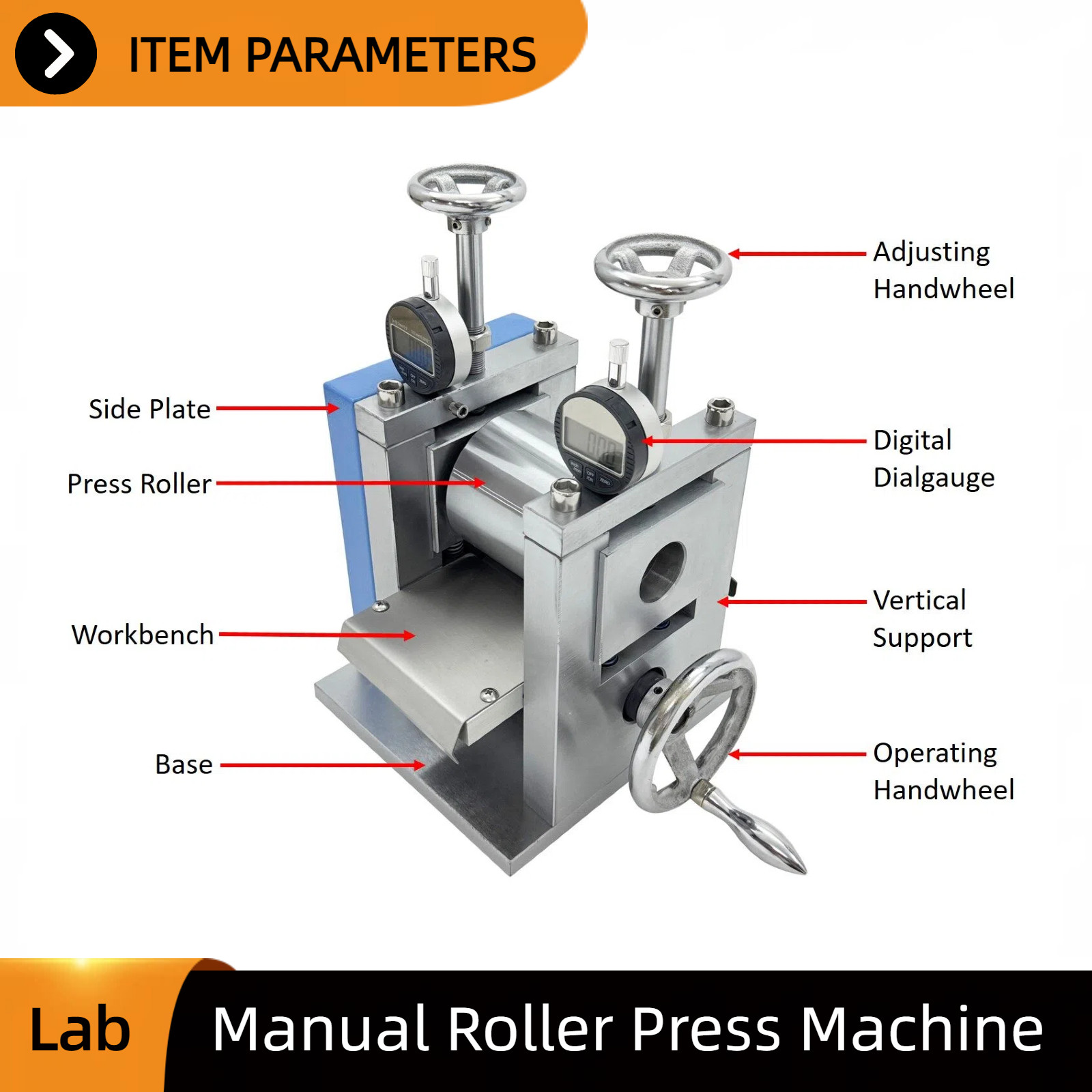 Manual Roller Press Lab Use with Digital Display for Battery Calendering