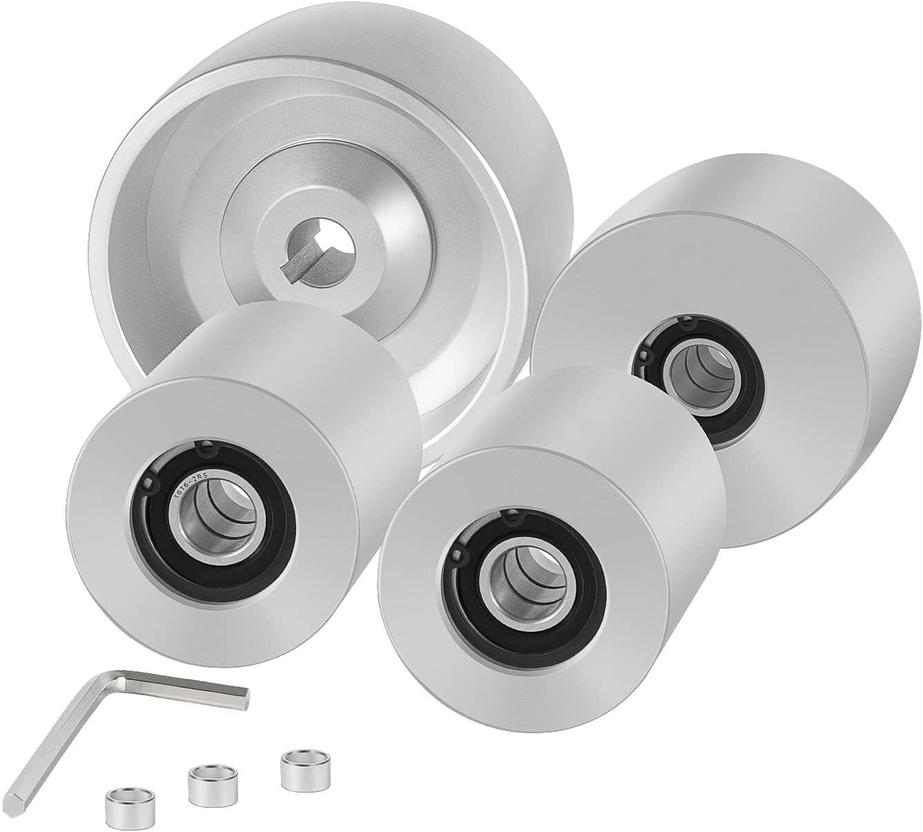 4pcs Belt Knife Grinder 2″x72″ Wheel Set 4″ Drive 5/8″ Bore 3″ Track 2″ Idler