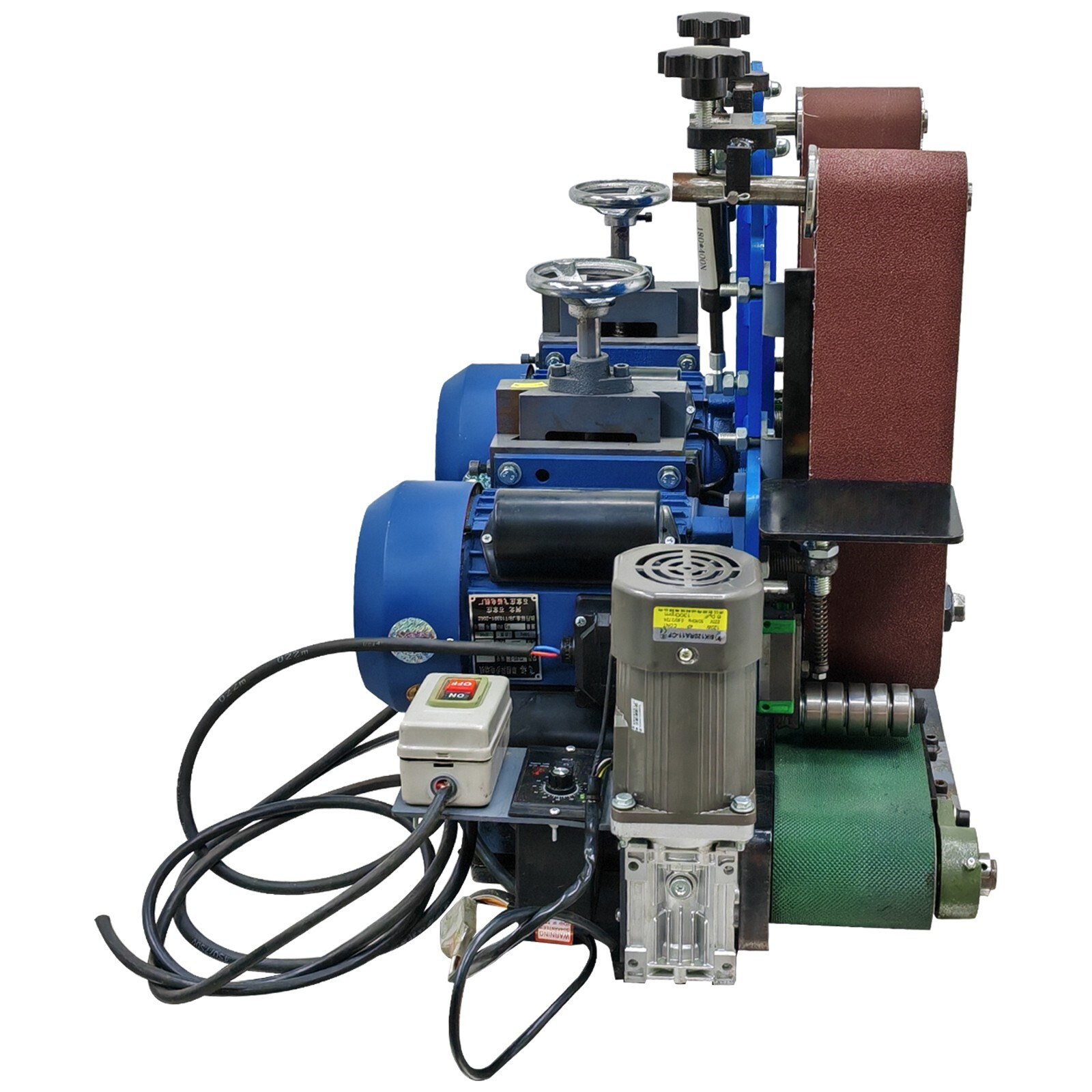 Two stations Surface Belt Sander Polishing Rust Drawing Deburring Machine 220V