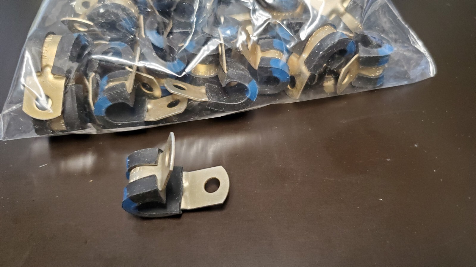 1/4” Flexible Tube And Wire Clamps, Aluminum With Rubber Cushion. New