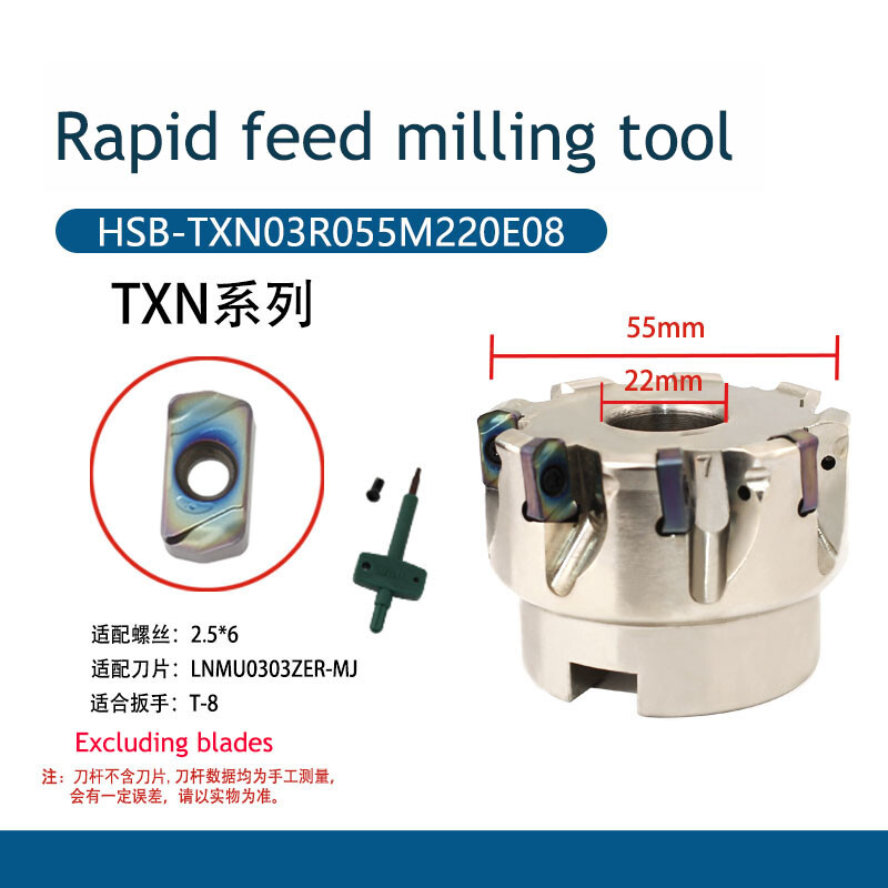 Rapid Feed Milling Tool TXN03R / EXN03R 35 40 50 63 80 mm FOR LNMU0303 insert