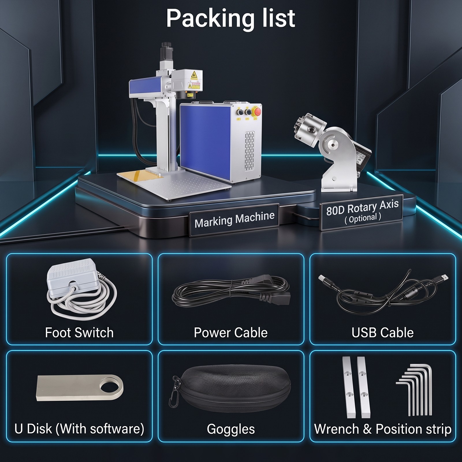 60W Auto Focus JPT MOPA M7 Fiber Laser Marking Engraving Machine Engraver Marker