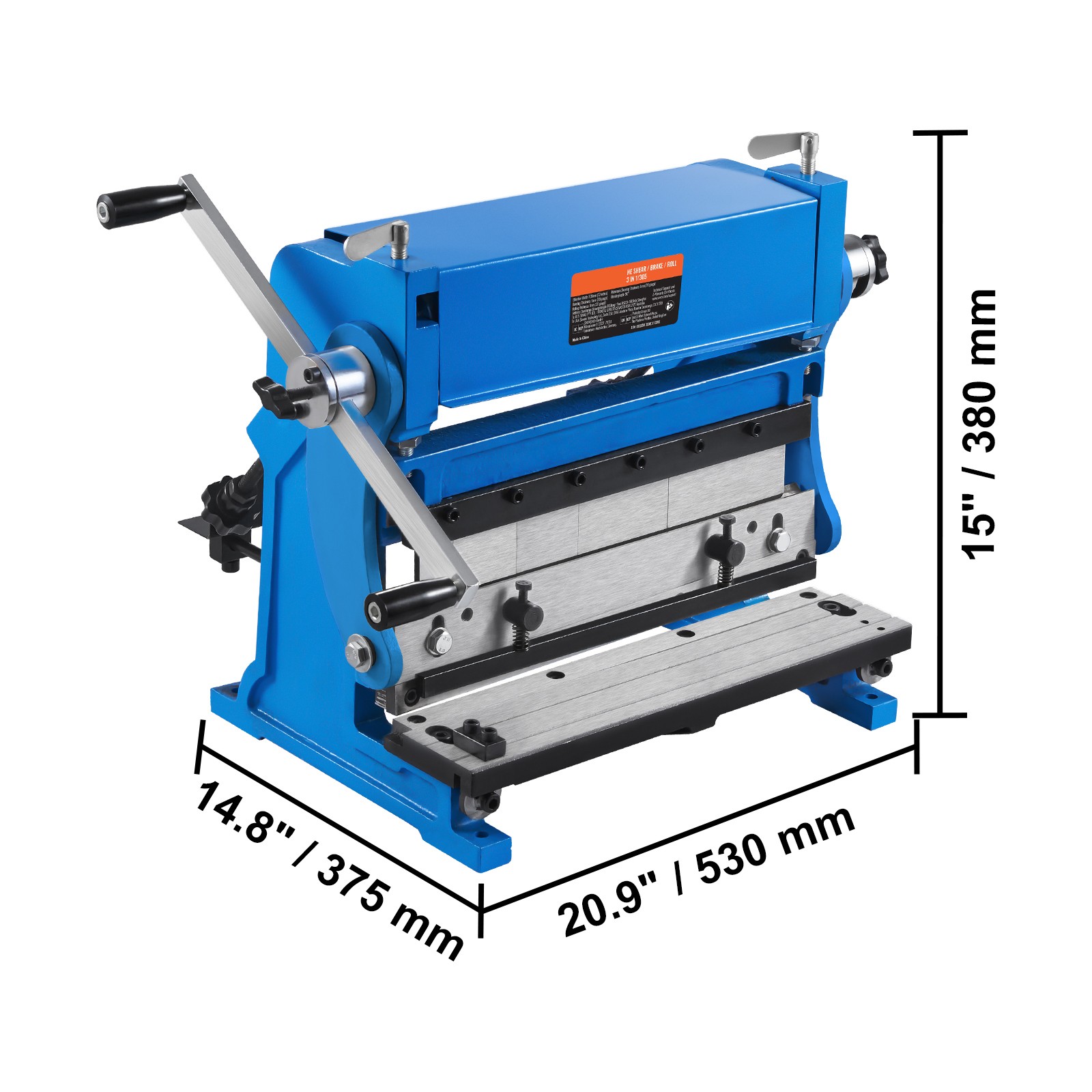 VEVOR 12-In Sheet Metal Shear 3-In-1 Combination Shear Brake Roll Machine 20 GA