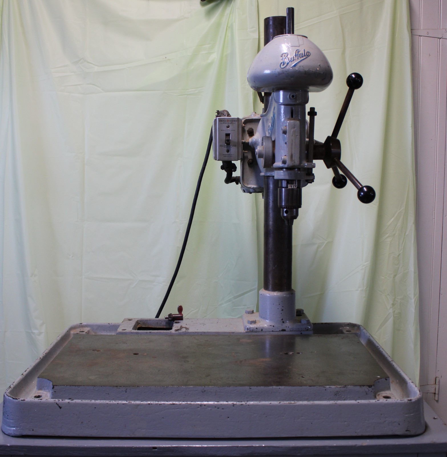 Pre-War INDUSTRIAL Grade BUFFALO FORGE Co. No. 15 Heavy Duty Drill Press w/ Cab