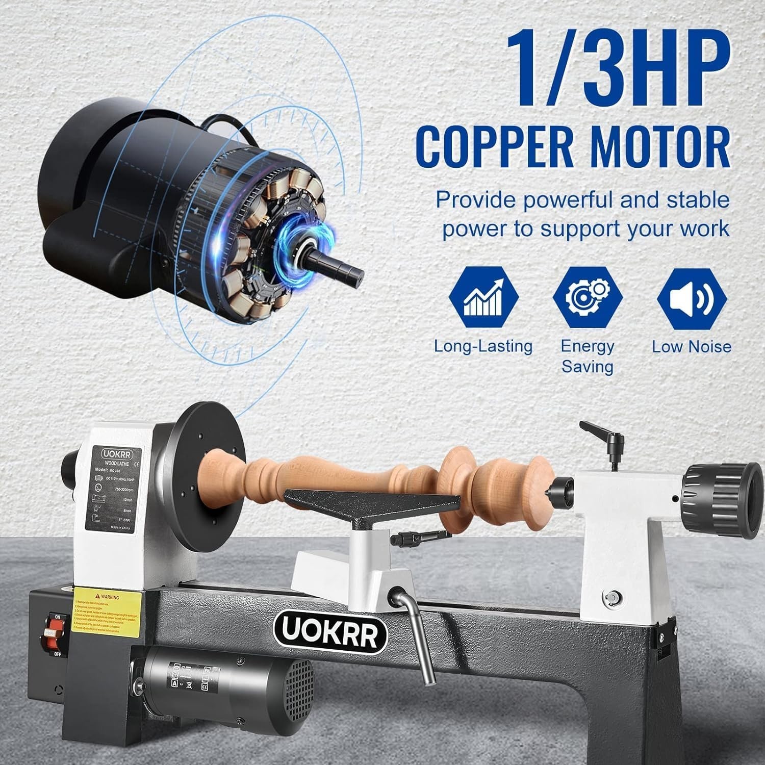 8″ x 12″ Wood Lathe, Mini Benchtop Wood Lathe Machine1/3 HP Lathes for Woodwork